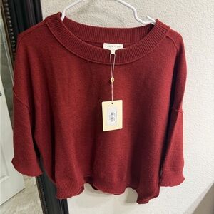 Entro Rich Burgundy Crew Neck Short sleeve Sweater